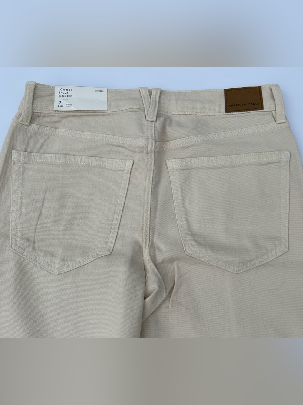 NWT🌷American Eagle Outfitters Low-Rise Baggy Wide Leg Pants in Cream/ Ecru - Picture 6 of 8
